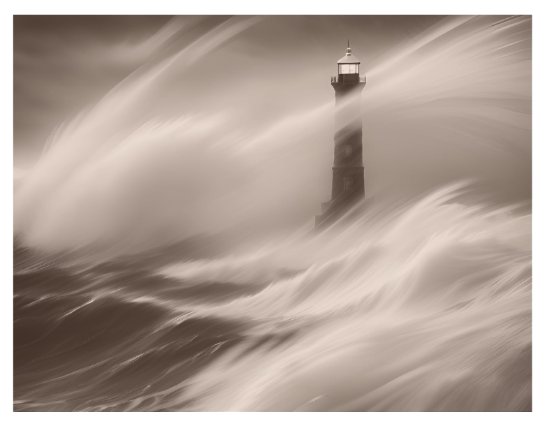 Phare dans la tempête, symbole de stabilité et de guidance pendant les turbulences vécues dans un accompagnement en parcours de PMA